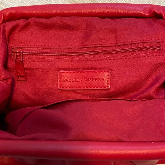 Badgley Mischka Red Faux Leather Clutch - Picture 2 of 6